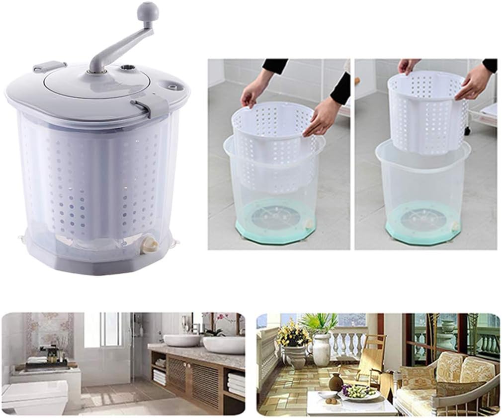 Portable Eco Mini Washing Machine, Hand Cranked Manual Clothes Non-Electric Washing Machine and Spin Dryer,Easy to Use, Suitable for Small Clothes, Underwear, RVs, Camping