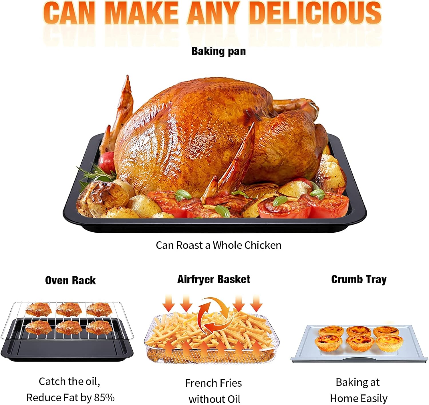 Geek Chef Air Fryer Toaster Oven Combo, 16QT 5-in-1 Toaster Ovens Countertop, Convection AirFryer with Bake, Air fryer & Toaster, Broil and Warm Functions, Stainless Steel Easy Oven for Wonder Meals