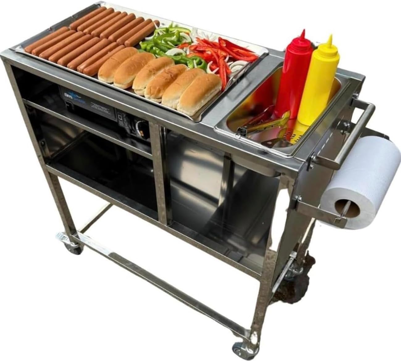 Hot Dog Cart | Stainless Steel Cart with 20