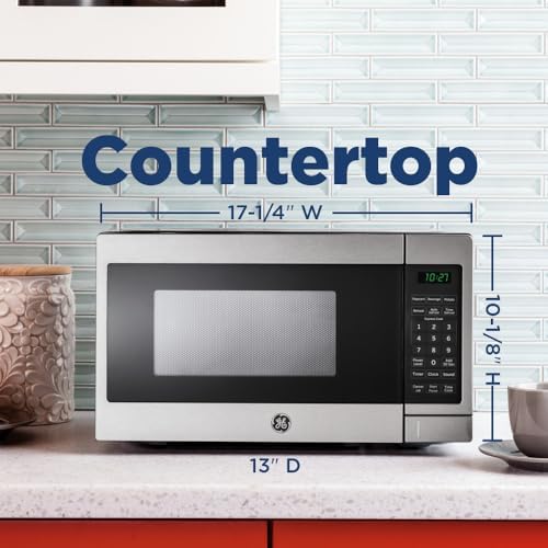 GE Countertop Microwave Oven | Includes Optional Hanging Kit | 0.7 Cubic Feet Capacity, 700 Watts | Kitchen Essentials for the Countertop | Black