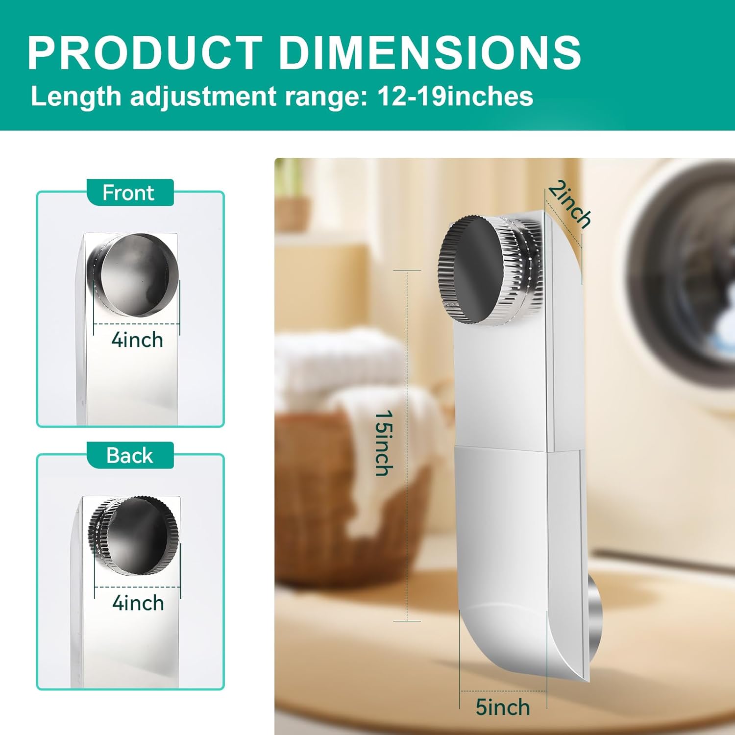 OEM Upgraded 304 Stainless Steel Telescoping Dryer Vent Kit - Adjustable Periscope Duct (12