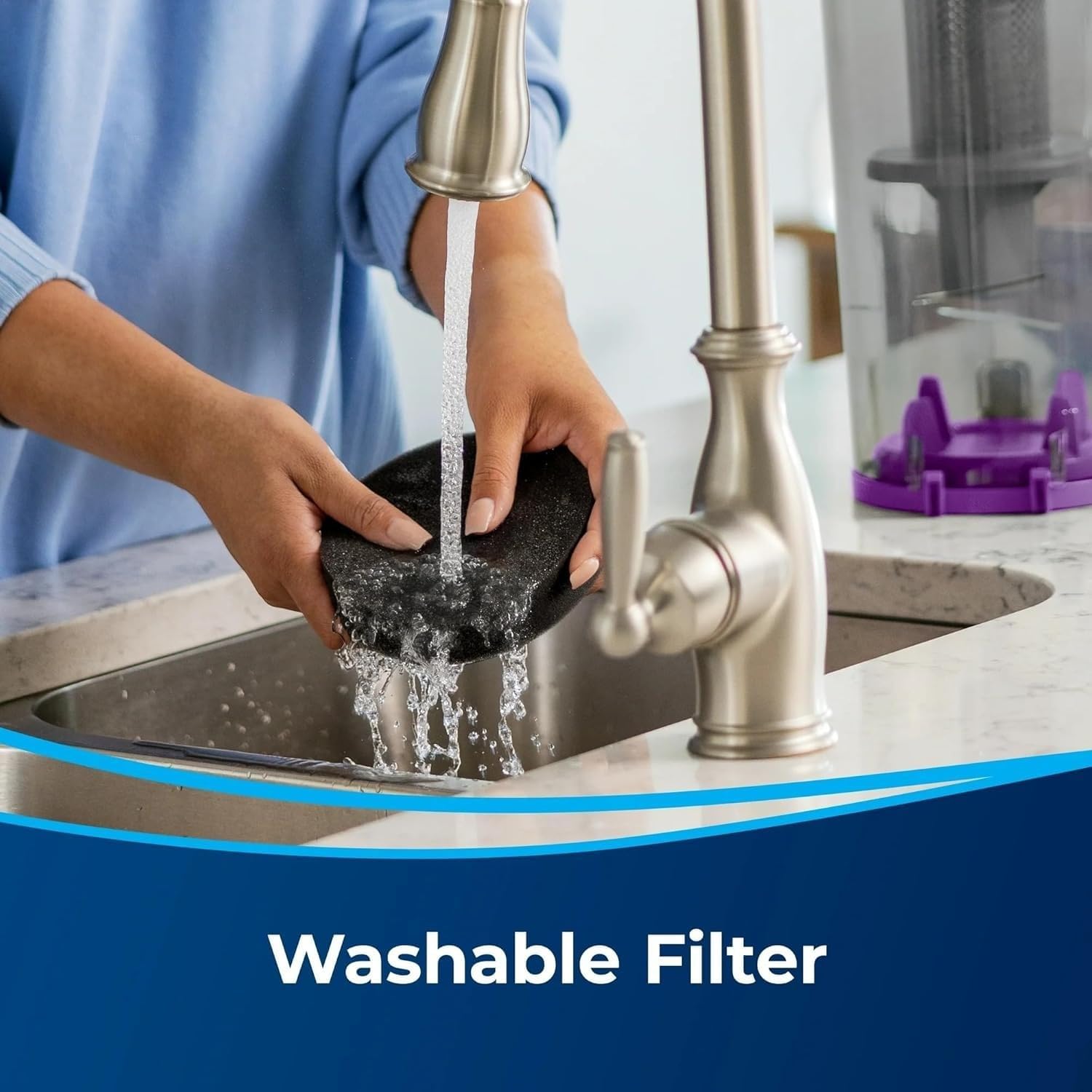 BIISSEELL Bagless Upright Vacuum, Pet-Friendly, Powerful Suction for Carpet, Tile & Hardwood, Lightweight Design, Washable Filters, Scatter-Free Technology (Purple)