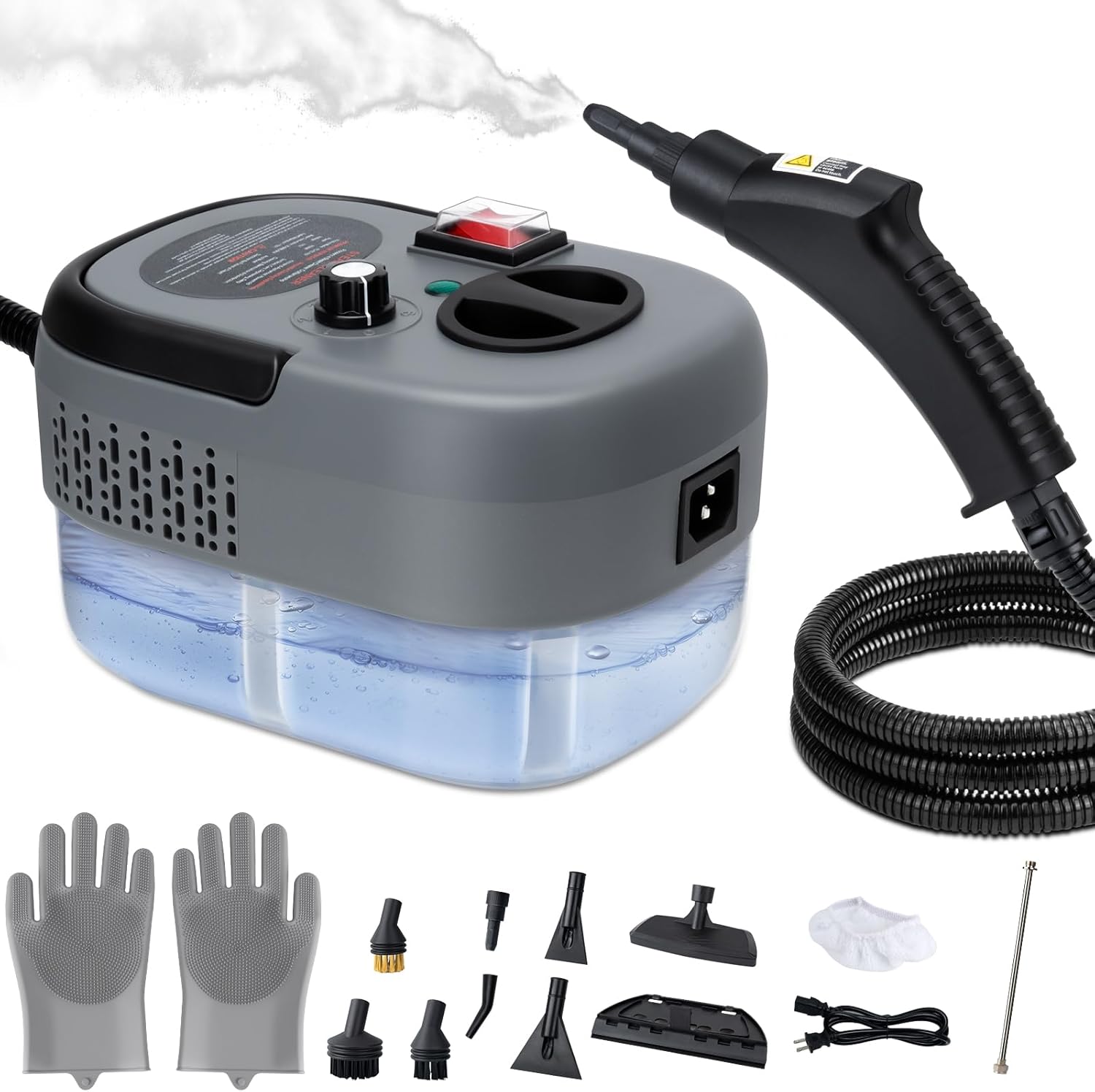 Steam Cleaner, 6-Level Adjustable Handheld Steamer Cleaning,1500W Steam Cleaner for Home, 15s Heat-Up, Portable Steamer for Cleaning Car, 40.58oz Tank, 10 Pcs Accessories for Grout, Couch, Furniture