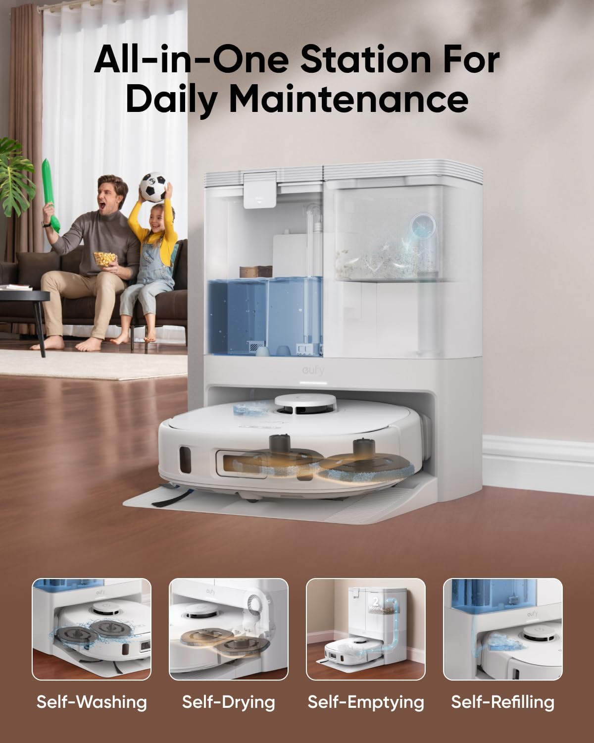 eufy X10 Pro Omni Robot Vacuum White + 6-Pack Large Capacity Dust Bags