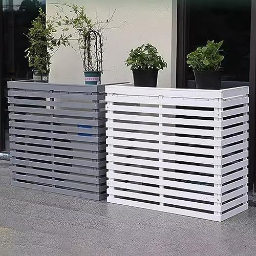 Air Conditioner Fence for Outside Units Solid Wood Air Conditioner Cover Plant Storage Outdoor Privacy Screen Hide Air Conditioner (Color : Black, Size : Large)