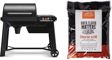 Traeger Woodridge Wi-Fi Pellet Grill & Smoker (860 Sq. In., 500°F Max) with 18 lb Signature Blend Wood Pellets Bundle
