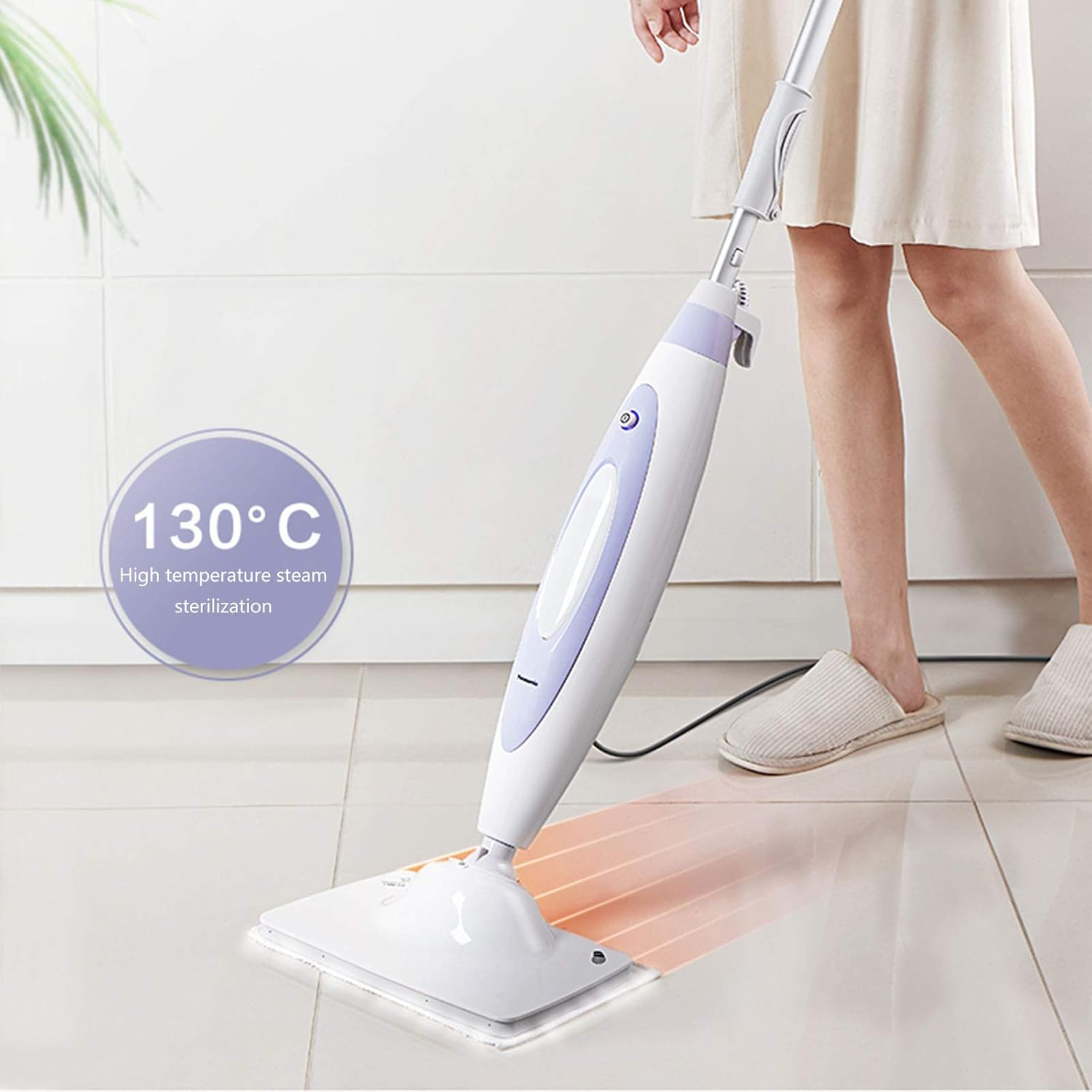 Wireless Steam Mop Floor Mop Steam Cleaner with Adjustable Steam Intensity Multifunctional Carpet Upright Cleaner Mop for Floor Cleaning Purple