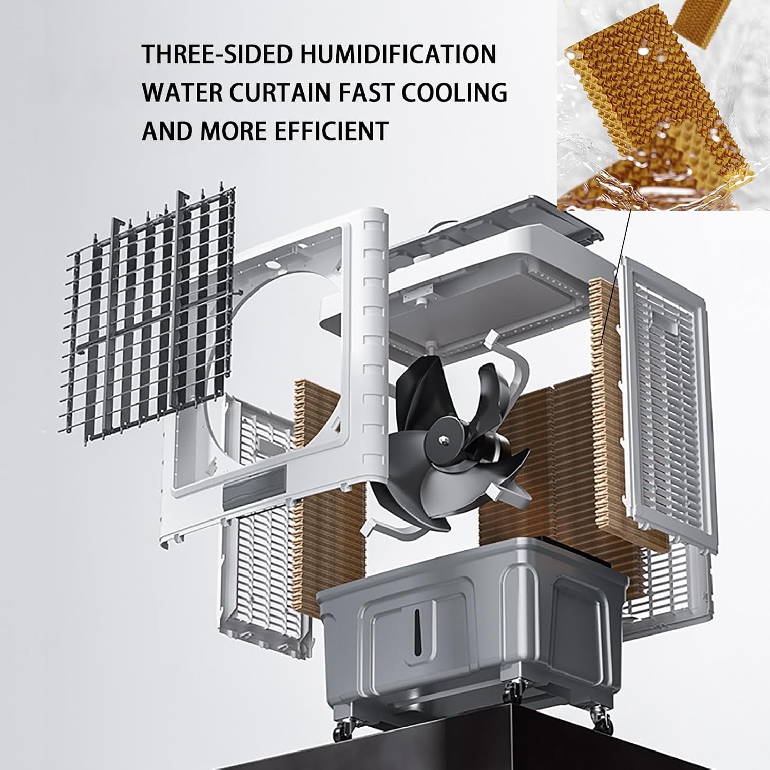 Portable Air Conditioner for Efficient Cooling, 3 Wind Speed Swamp Cooler, Evaporative Air Cooler with Knob Control & Water Tank, for Home Factory Supermarket(115cm/45.2in)