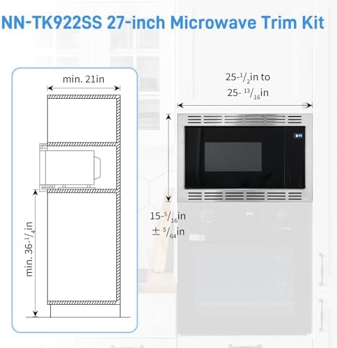 NN-TK922SS 27-inch Trim Kit, Stainless Steel 27” Microwave Trim Kit for 2.2 cu ft Microwave Ovens Compatible with Models Including NN-SE9...S, NN-SD9...S, NN-SN9...S