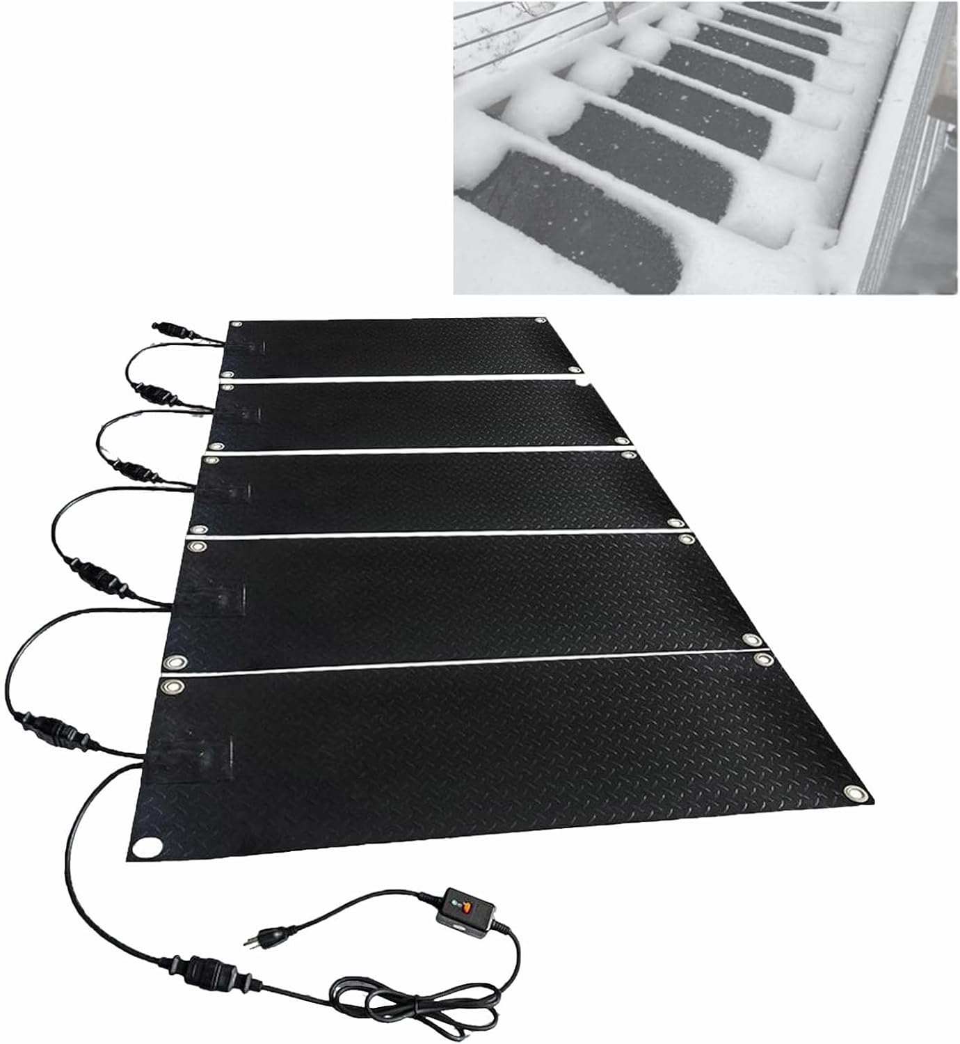 Heated Snow Melting Mats for Stairs,Heated Snow Melting Mats Driveway,with Power Cord & Graphene Heating,1/2/3/4/5PCS,for Winter Outdoor Stair, Sidewalks, Garages