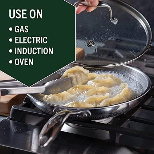 HexClad Hybrid Nonstick 6-Piece Fry Pan Set, 8, 10, and 12-Inch Frying Pans with Tempered Glass Lids, Stay-Cool Handles, Dishwasher-Friendly, Induction Ready, Compatible with All Cooktops