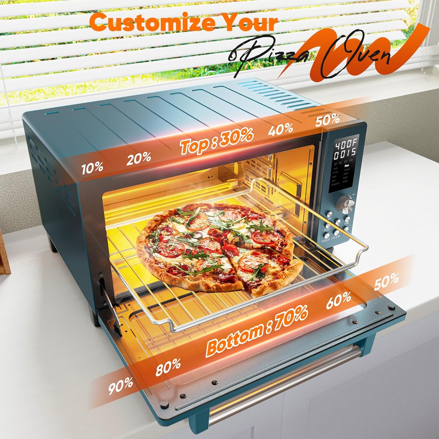 Nuwave Bravo Pro Convection Air Fryer Toaster Oven Combo, 2025 New and Improved, 10-in-1, 50°-450°F Temp Controls, Quick & Even Crisp Technology, 21Qt Capacity, Cozy Blue, PFAS Free