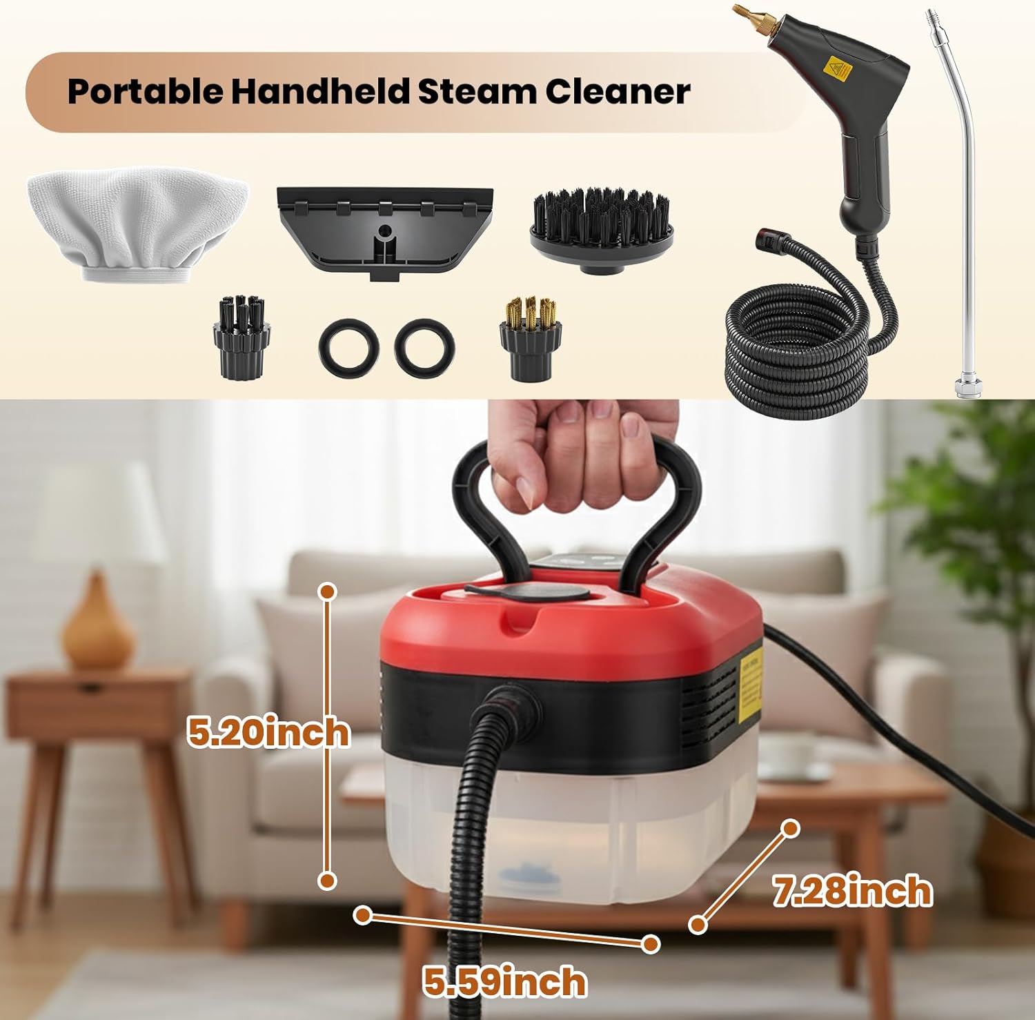 Saker Handheld Steam Cleaner for Home,6-Level Adjustable Steamer for Cleaning,Portable Handheld Steam Cleaner,Portable Steamer for Cleaning,Suitable for Kitchen,Bathroom and Living Room Cleaning