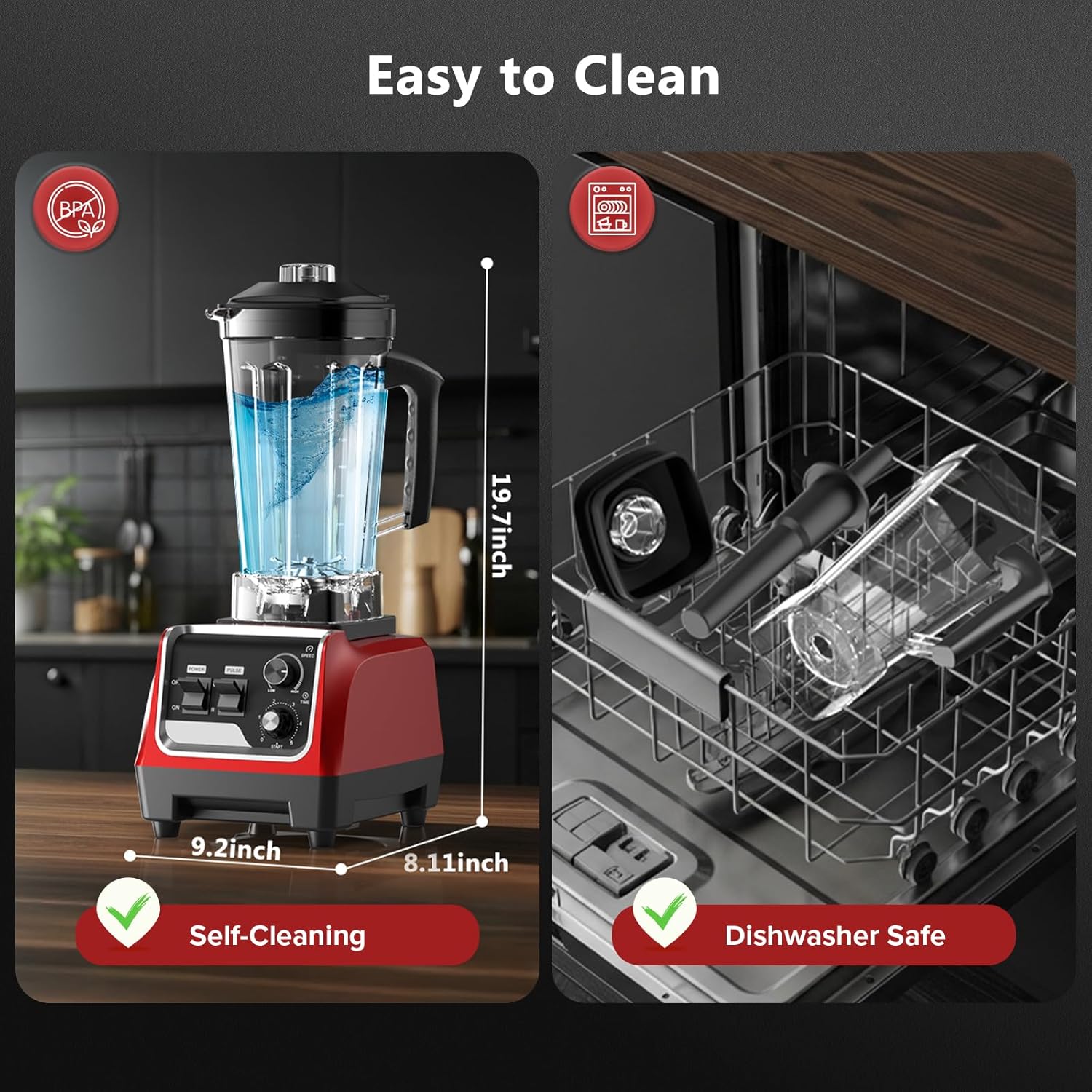 Blender for Smoothies with 1800 Watt Motor Powerful Countertop Blenders for Kitchen 70OZ Large Capacity Smoothie Blender and Grinder Combo for Ice Crush Frozen Drinks Puree (Red)