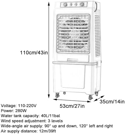 Portable Air Conditioners, Cooler for Room, 3 Wind Speeds, Wide-angle Air Supply, with Detachable Water Tank and Ice Pack, for Home, Office(Black)