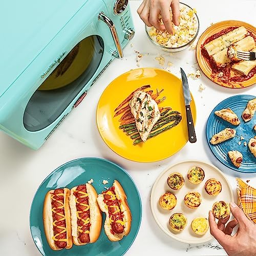 Nostalgia Retro Compact Countertop Microwave Oven, 0.7 Cu. Ft. 700-Watts with LED Digital Display, Child Lock, Easy Clean Interior, Aqua