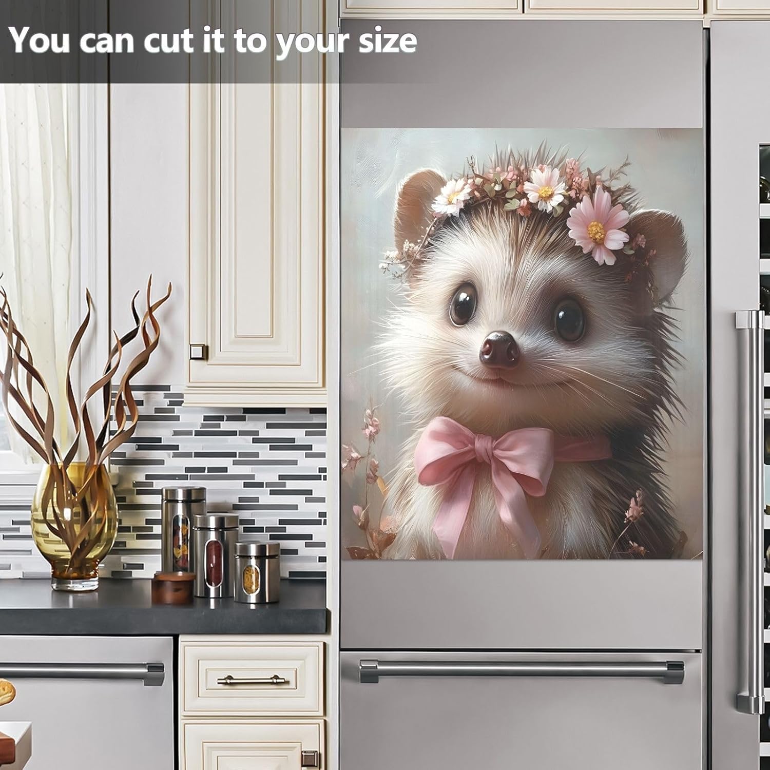 Dishwasher Magnet Cover Large Magnetic Stickers Hedgehog Flower Front Dishwasher Cover Reusable Decal for Home Kitchen Anti-Scratch Refrigerator Decorative Lid Washing Machine Laundry 23