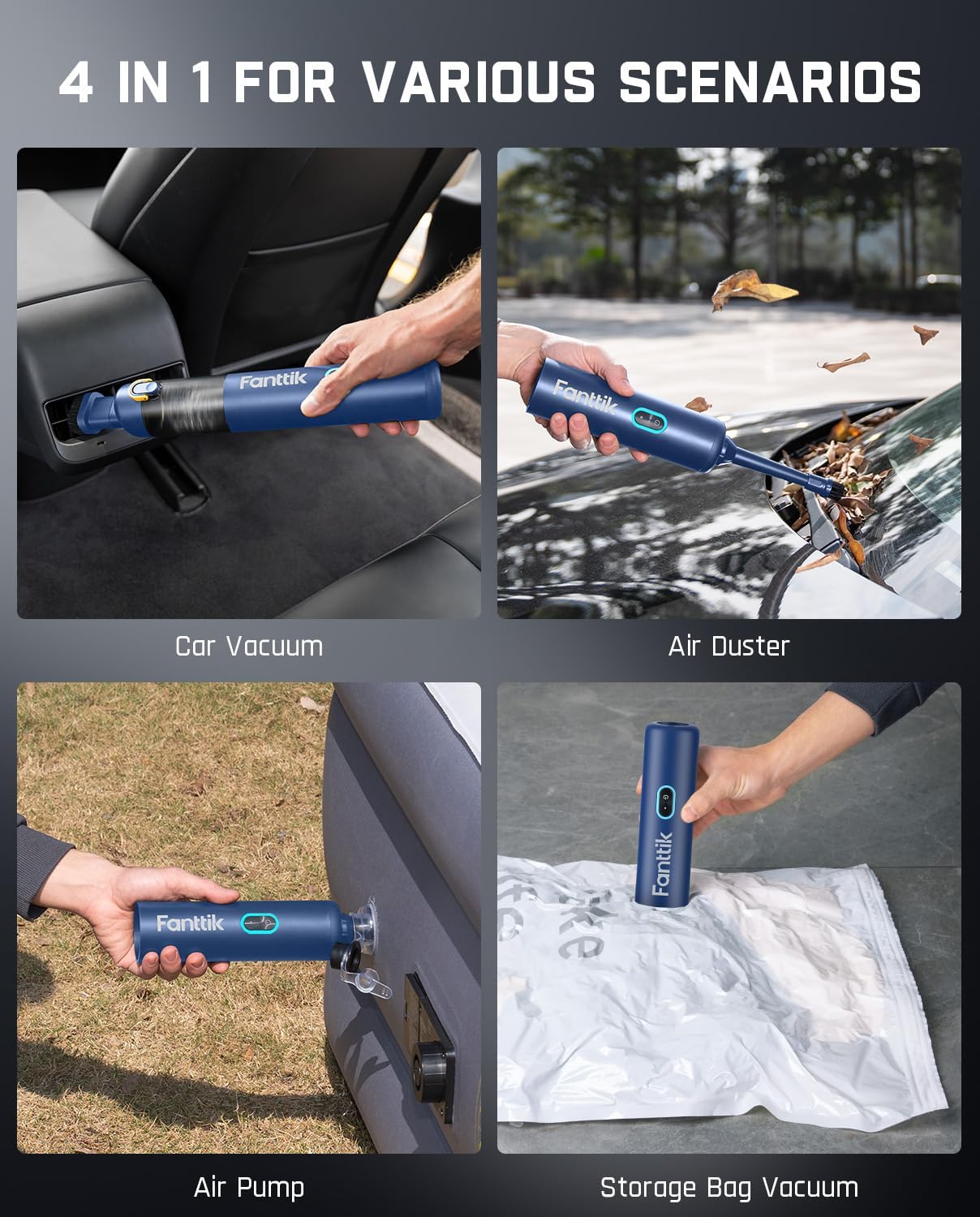 Fanttik Slim V8 APEX Car Vacuum Blue Slim V10 Lite Cordless Handheld Vacuum