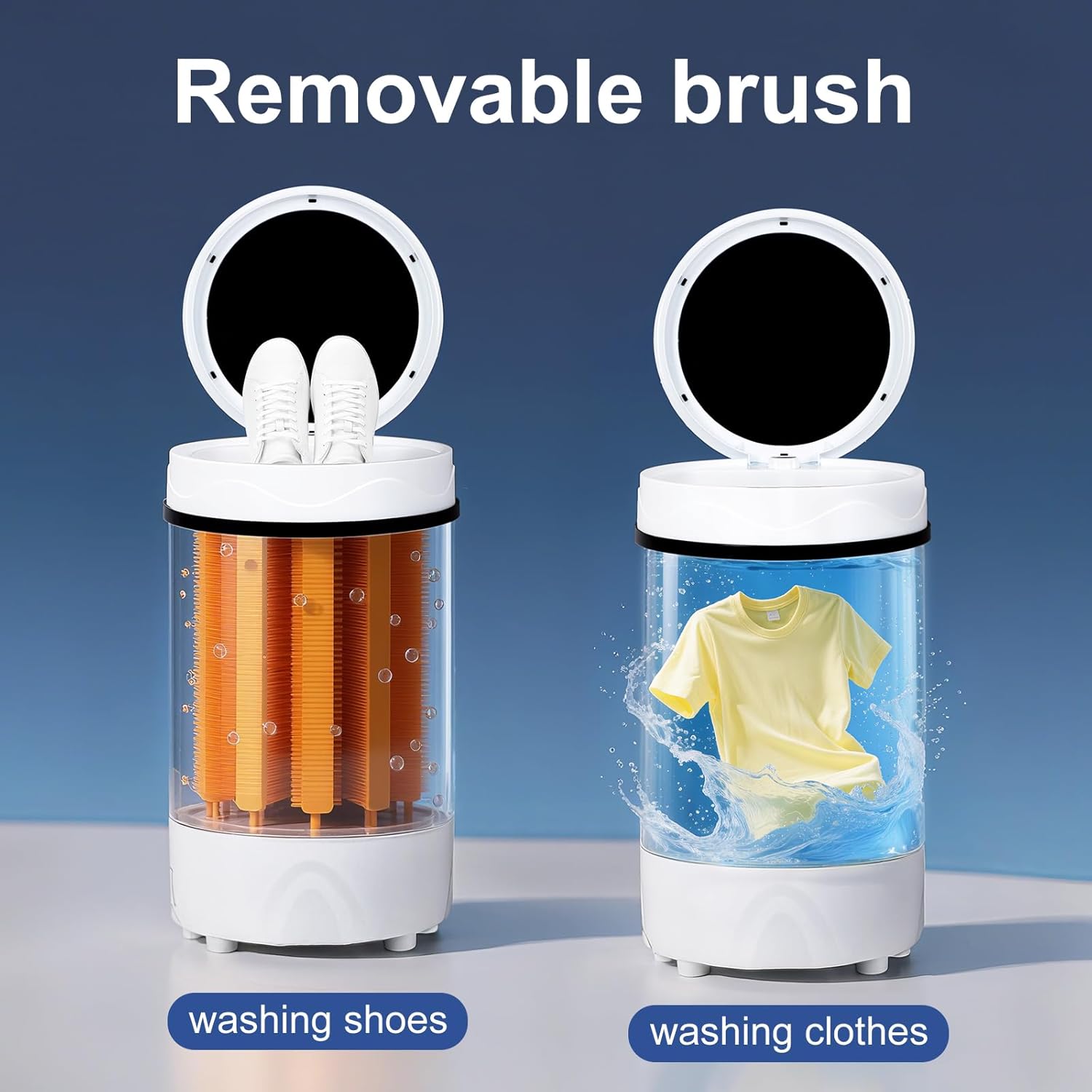 Mini Shoe Washing Machine,15 * 15 * 23.6inch,Three Functions: Washing Shoes/Clothes and Spin-Dry,Automatic Washing Machine,PA Soft Bristles Deep Cleaning,for Apartment Dorms