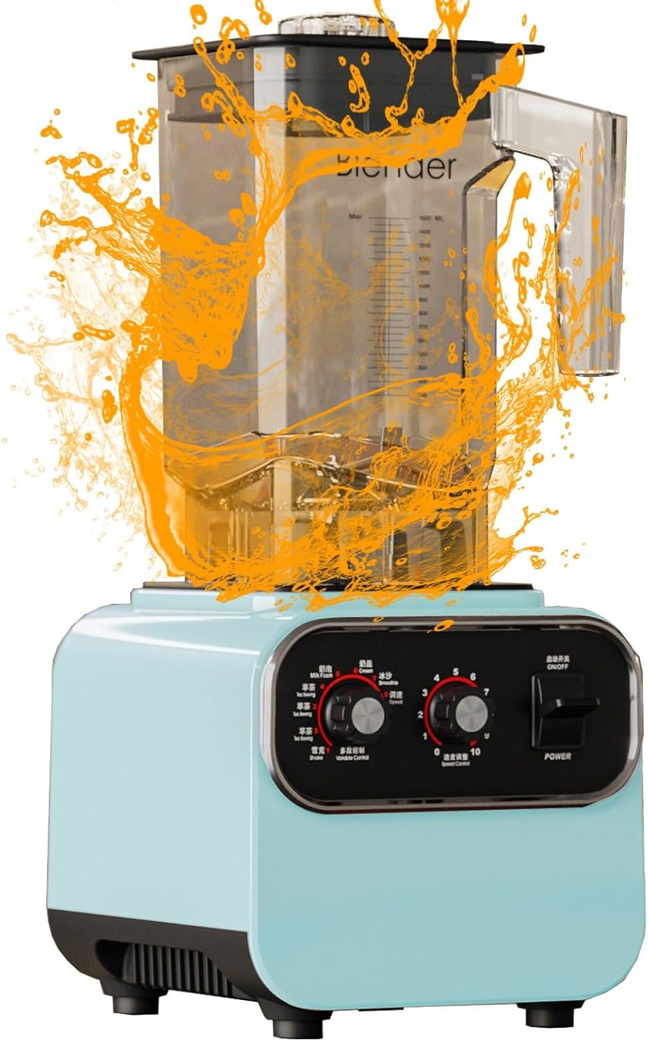 Counter Blender Smoothie Maker, 1600W Professional High Speed Blenders For Kitchen, 10 Speed Control, 2L BPA-Free Tritan Container, 8 Titanium Stainless Steel Blade For Ice/Soup/Nuts (Color : Blue,