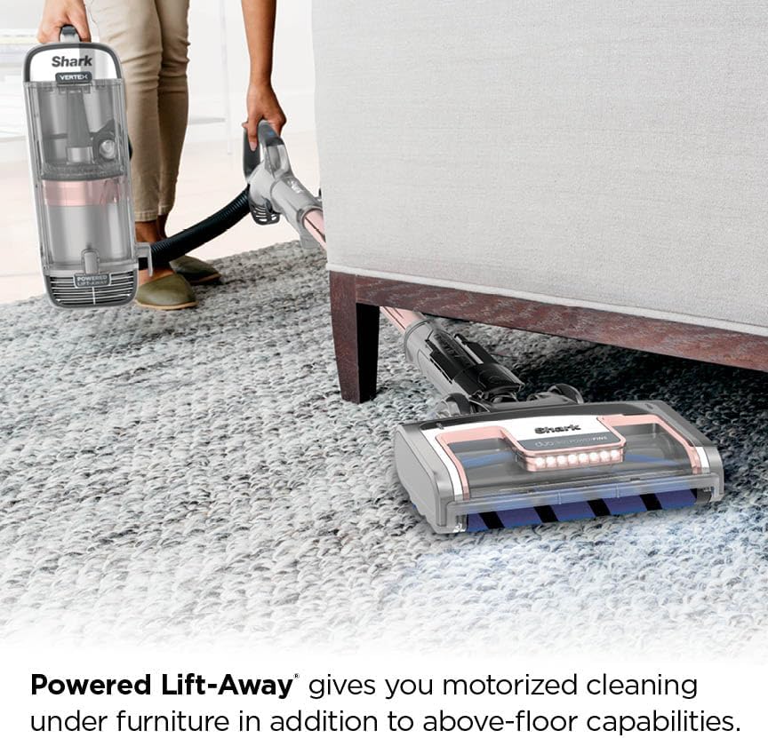 Shark AZ2002 Vertex Powered Lift-Away Upright Vacuum with DuoClean PowerFins, Self-Cleaning Brushroll, Large Dust Cup, Pet Crevice Tool, Dusting Brush & Power Brush, Silver/Rose Gold