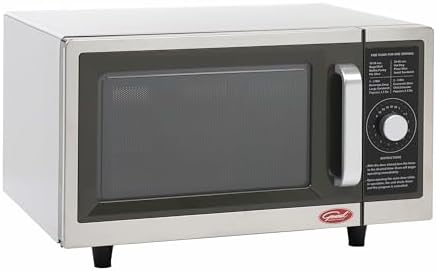 General Foodservice Commercial Microwave with Dial Control, 10 Seconds to 8 Minutes Time Increments, Countertop 120V/1000W, 1 cu.ft., Stainless Steel