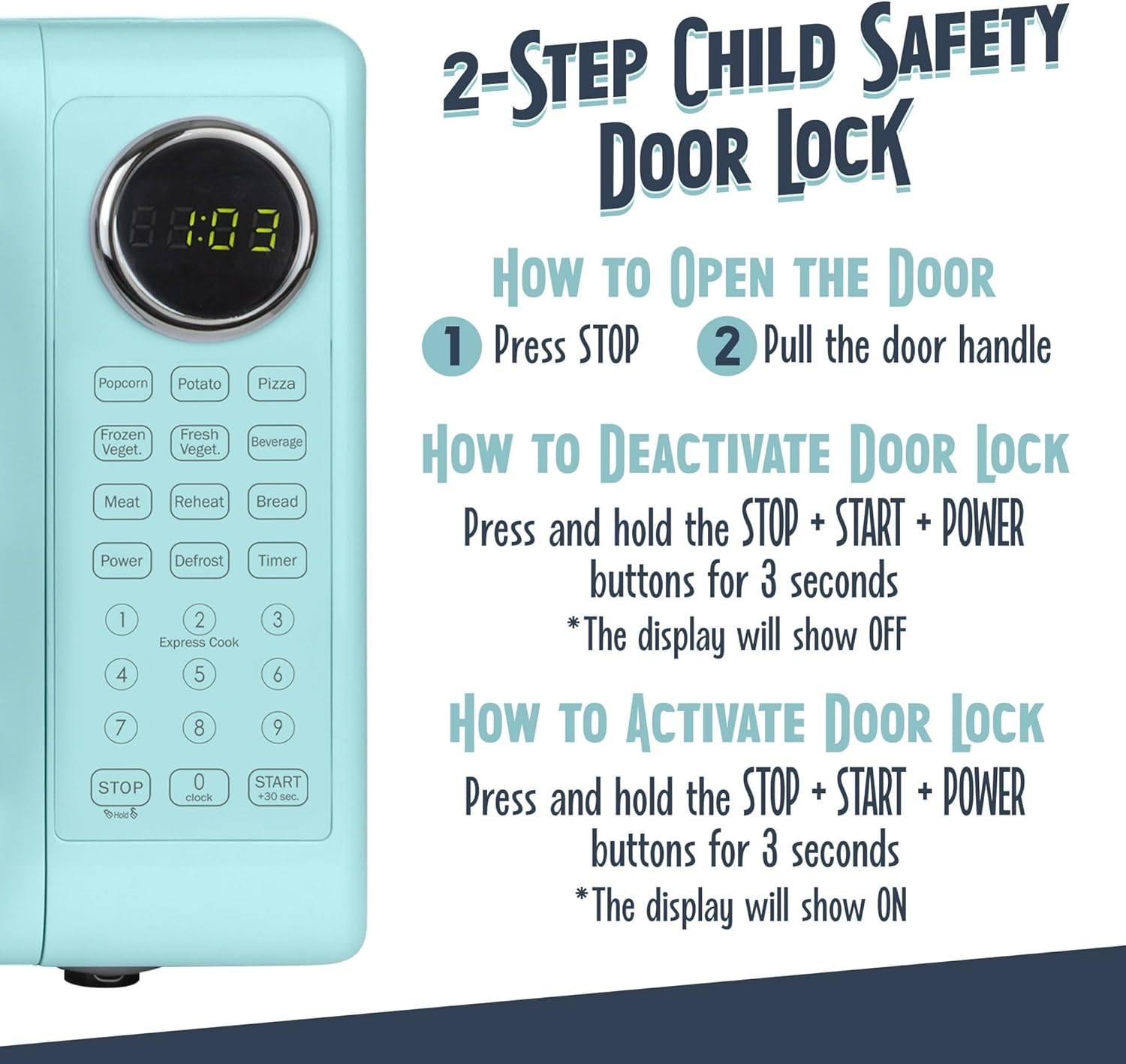 Retro 700W Microwave Oven – 0.7 Cu Ft Capacity – Aqua Color Design for Stylish Kitchens