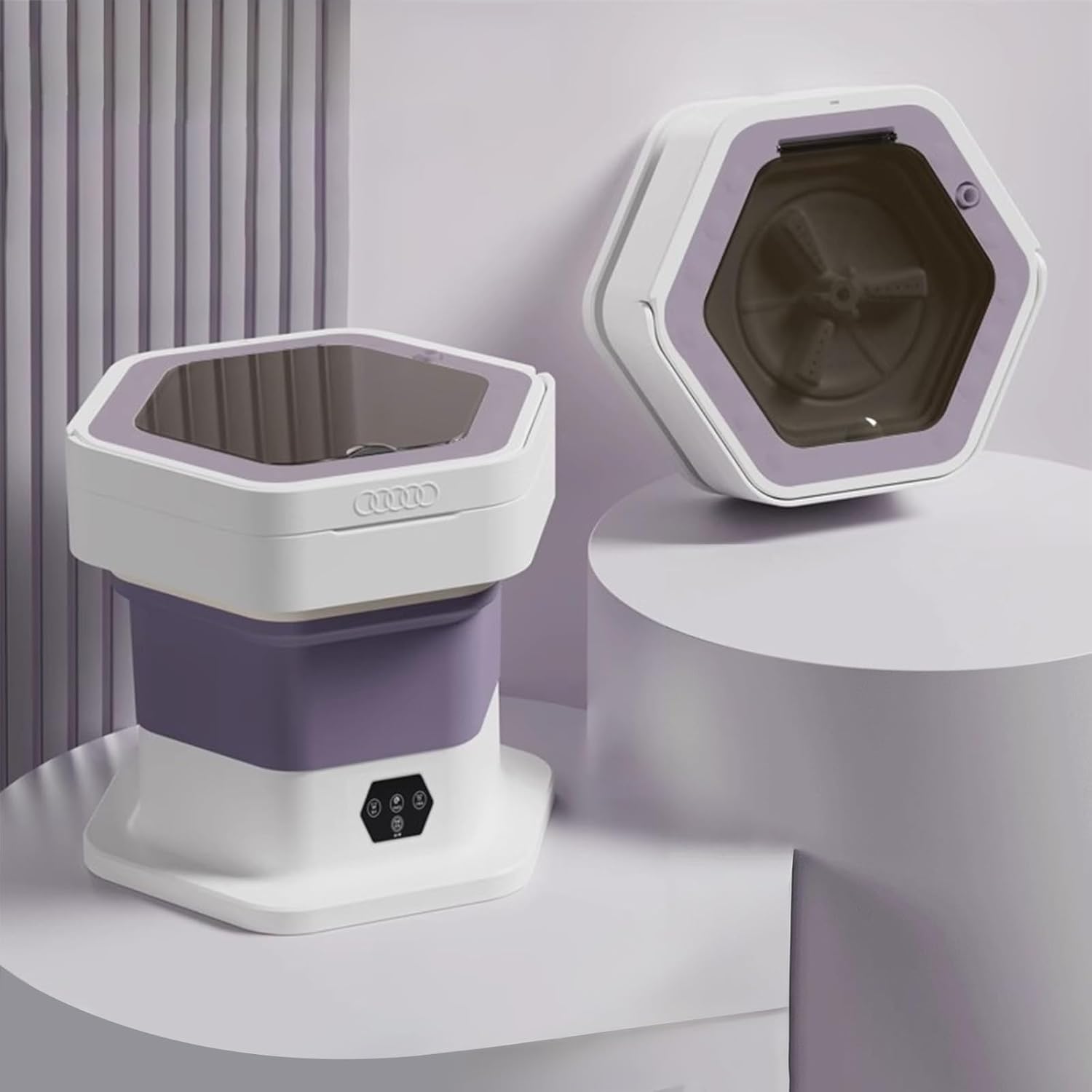 Portable Small Washing Machine, 8L Mini Foldable Washer with Dehydration, for Underwear, Baby Clothes Socks and Small Items, Apartments, Dorm,RV(Purple)