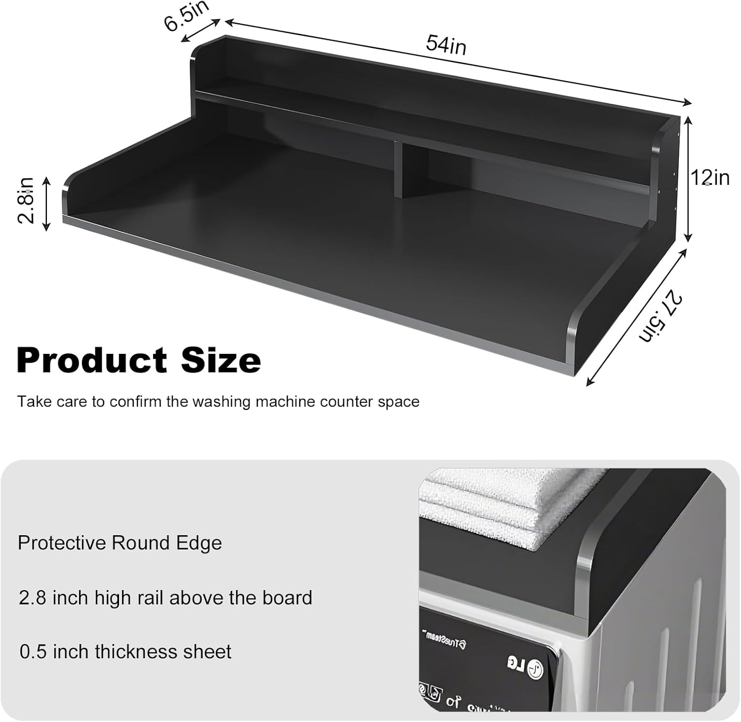 2-Tier Laundry Countertop Cover for Washer and Dryer, 54
