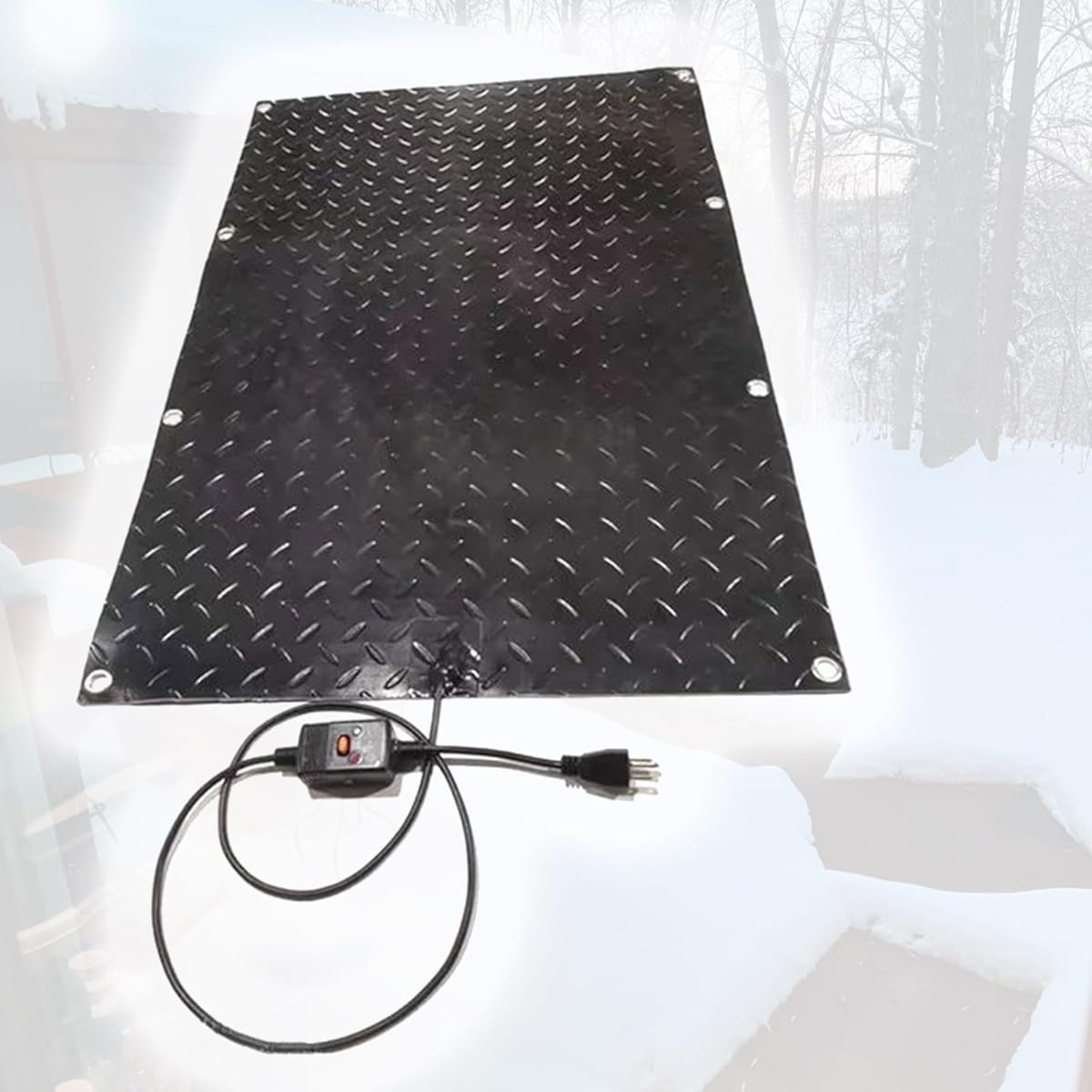 Waterproof Heated Snow Melting Mats, No-Slip Rubber Heated Outdoor Mat, Snow and Ice Melt Pads for Winter Outdoor Stairs, Garage, Walkways, Roof, Driveway, 2 in/h Melting Speed(5 Pcs,30x60in)