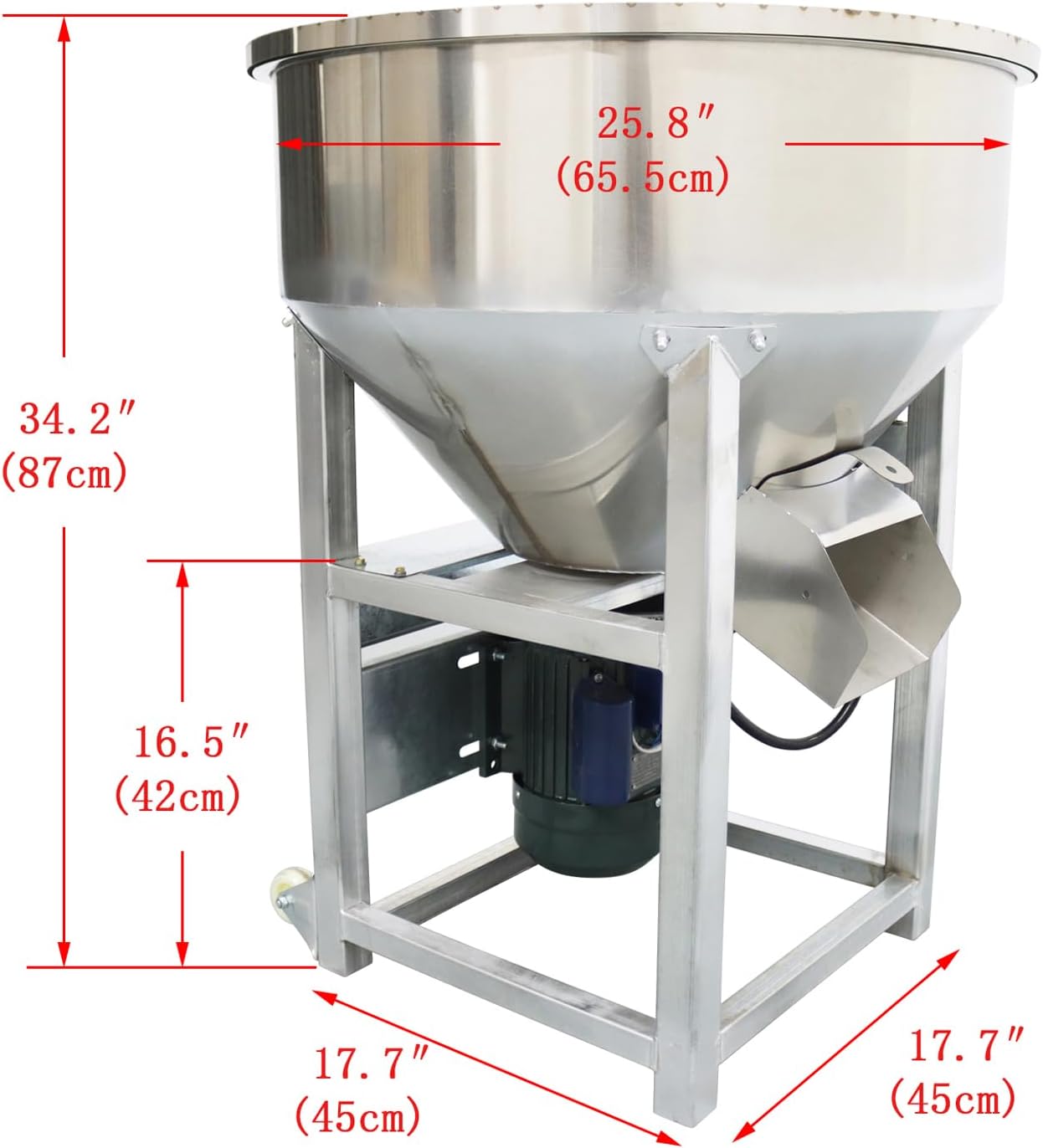 110lbs Dry Powder Mixer Blender Feed Mixer Blender Mixing Machine Dry&Wet Particle 201 Stainless Steel 110v 3kw