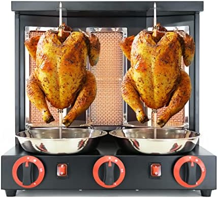Shawarma Machine Commercial Shawarma Rotisserie Vertical Kebab Broiler Gyro Grill Rotating Kebab with 3 Burner Propane,Black