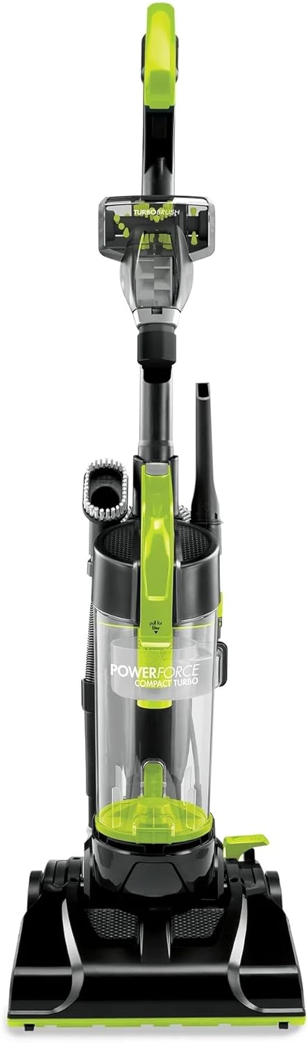 BIISSELL Upright Vacuum, PowerForce Compact Turbo 2690, Bagless Lightweight Vacuum Cleaner with Powerful Suction, Turbo Brush, Extension Wand, for Home and Carpet, Black/Green - rv essentials