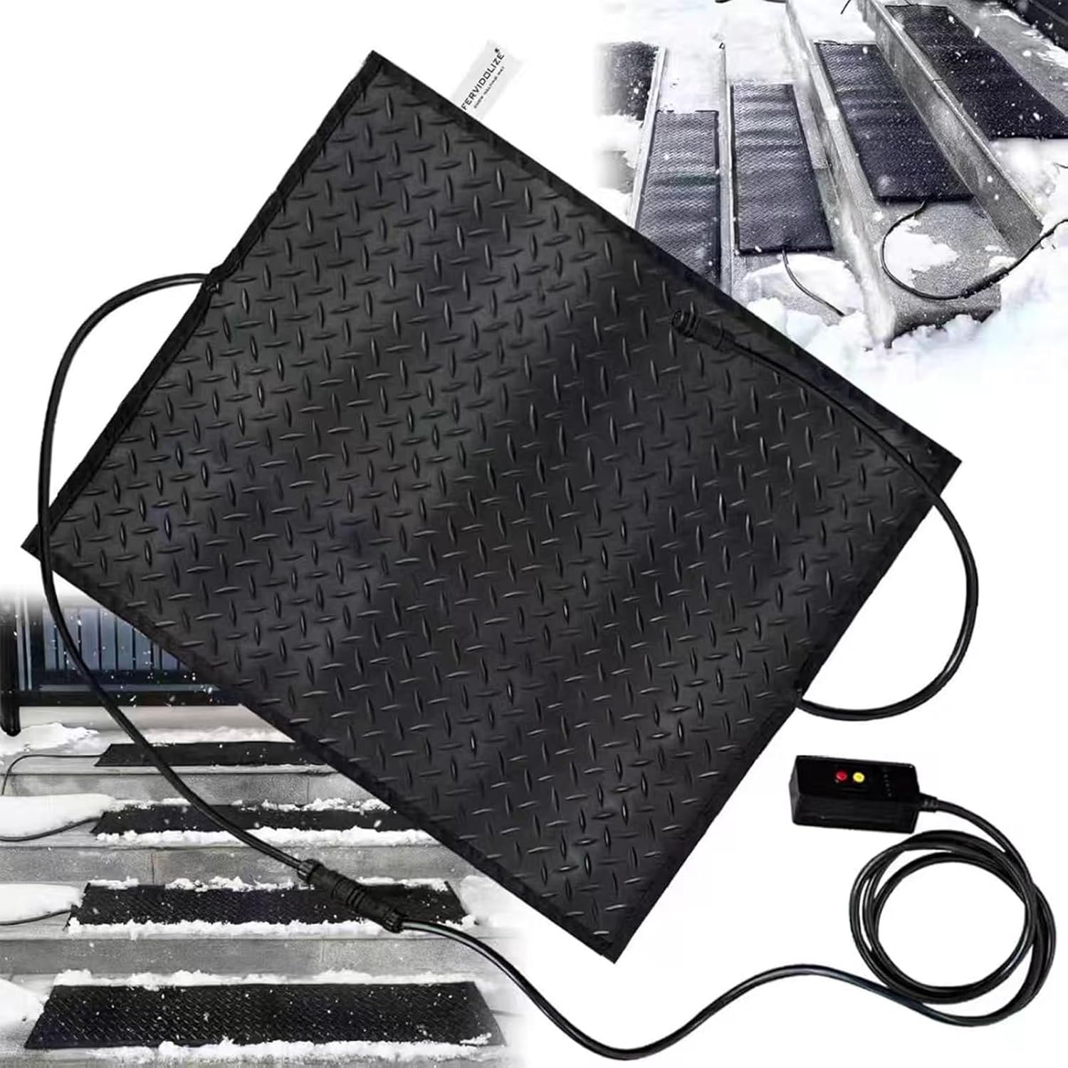 Outdoor Sidewalk Heating Snow melt pad 1/2/3/4/5 Pieces, Anti-Slip Staircase Winter Snow Removal Electric Heating Walkway pad(5Pcs,10x48in/(25.4x120cm))