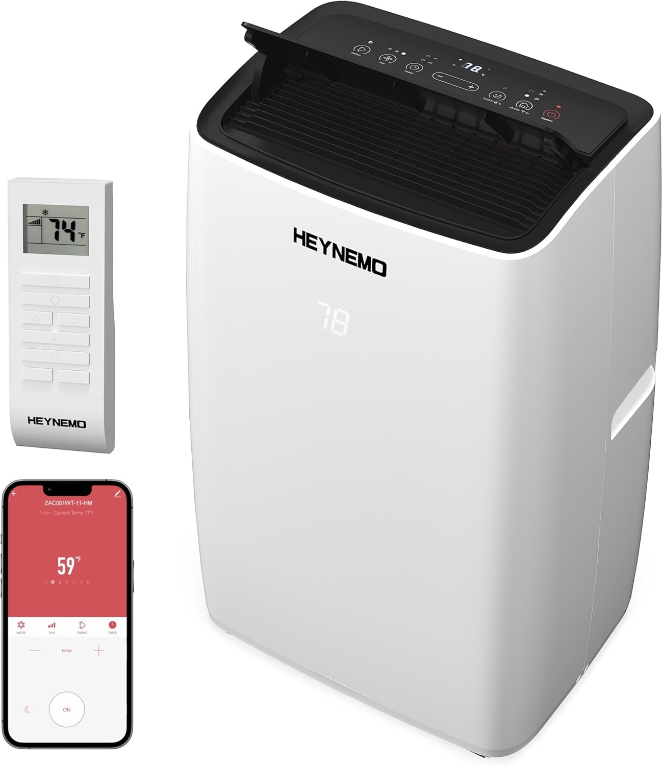 14000 BTU Portable Air Conditioner with WiFi and Remote Control, Smart AC Unit with Built-in Cool, 3-in-1 Cooling Fan, Dehumidifier & Heat for Rooms up to 400 Sq.Ft, Drainage-free, Quiet, Easy Install