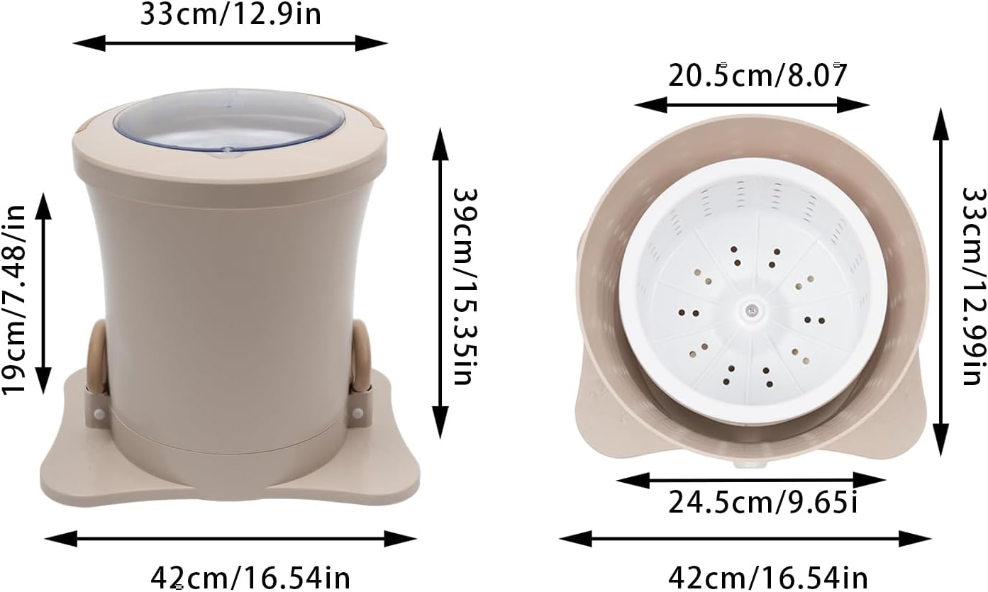 Portable Washing Machine 9L/2.4Gal Foot Operated Dryer Portable Single Tub Dryer Machine Hand-operated Mini Compact Spin Drye Manual Draw Cord Dryer For Home Apartments Dormitories Hotels