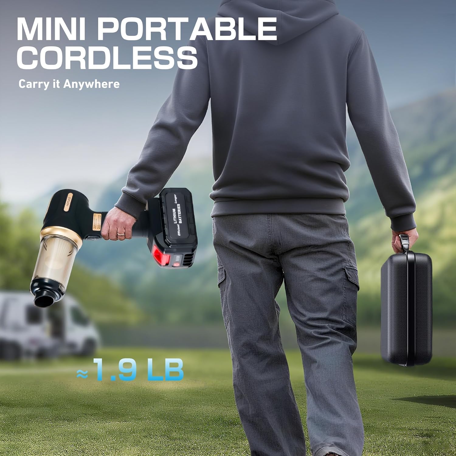 Portable Cordless Car Vacuum, 17.5KPa/25KPa High-Suction Handheld Rechargeable Mini Vac for Seats, Floor Mats, Pet Hair & Tight Crevices