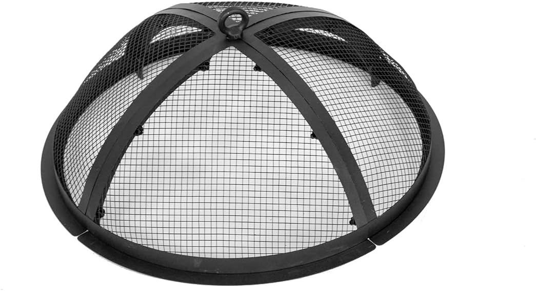 Blue Sky Outdoor Living Round Domed Steel Spark Screen and Screen Lift for Peak Patio Fire Pit, Black