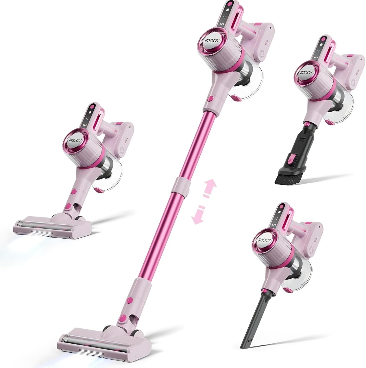 Generic Pink Cordless Stick Vacuum Cleaner, 4-in-1 Lightweight Vacuum with HEPA Filter, Powerful Suction, LED Floor Head, Handheld for Home and Car Cleaning (Pink)