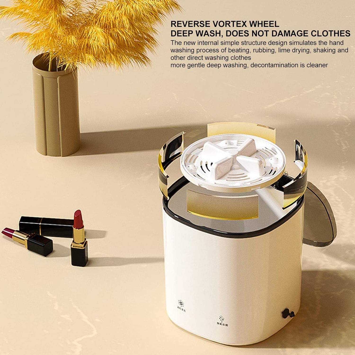 Pssopp Portable ABS 4.5L 2000mA 24W 12V Blue Light Household Portable Washer, Mini Washing Machine for T Shirts Underwear Socks, US Plug 100-240V, Efficient