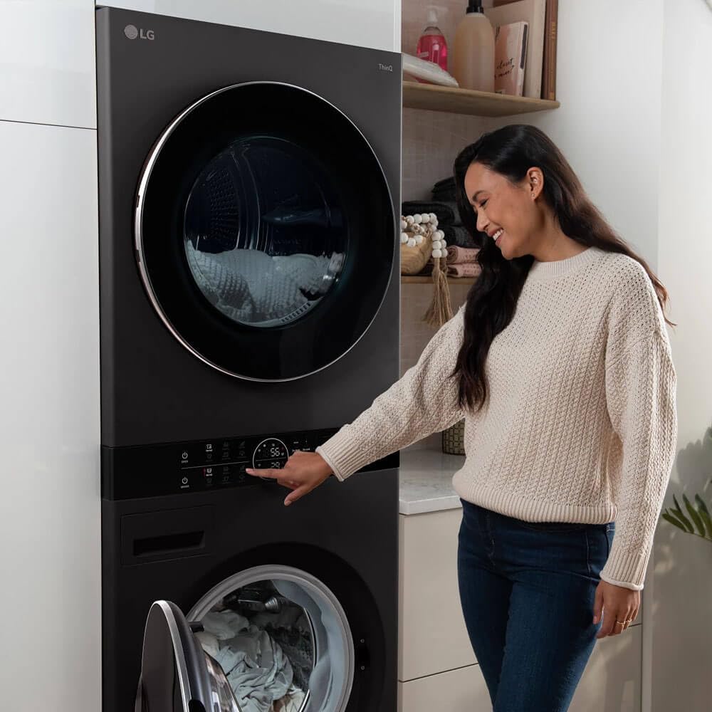 5.0 cu. ft. Washer 7.8 cu. ft. Dual Inverter Heat Pump Ventless Dryer Electric Laundry Center in Black Steel