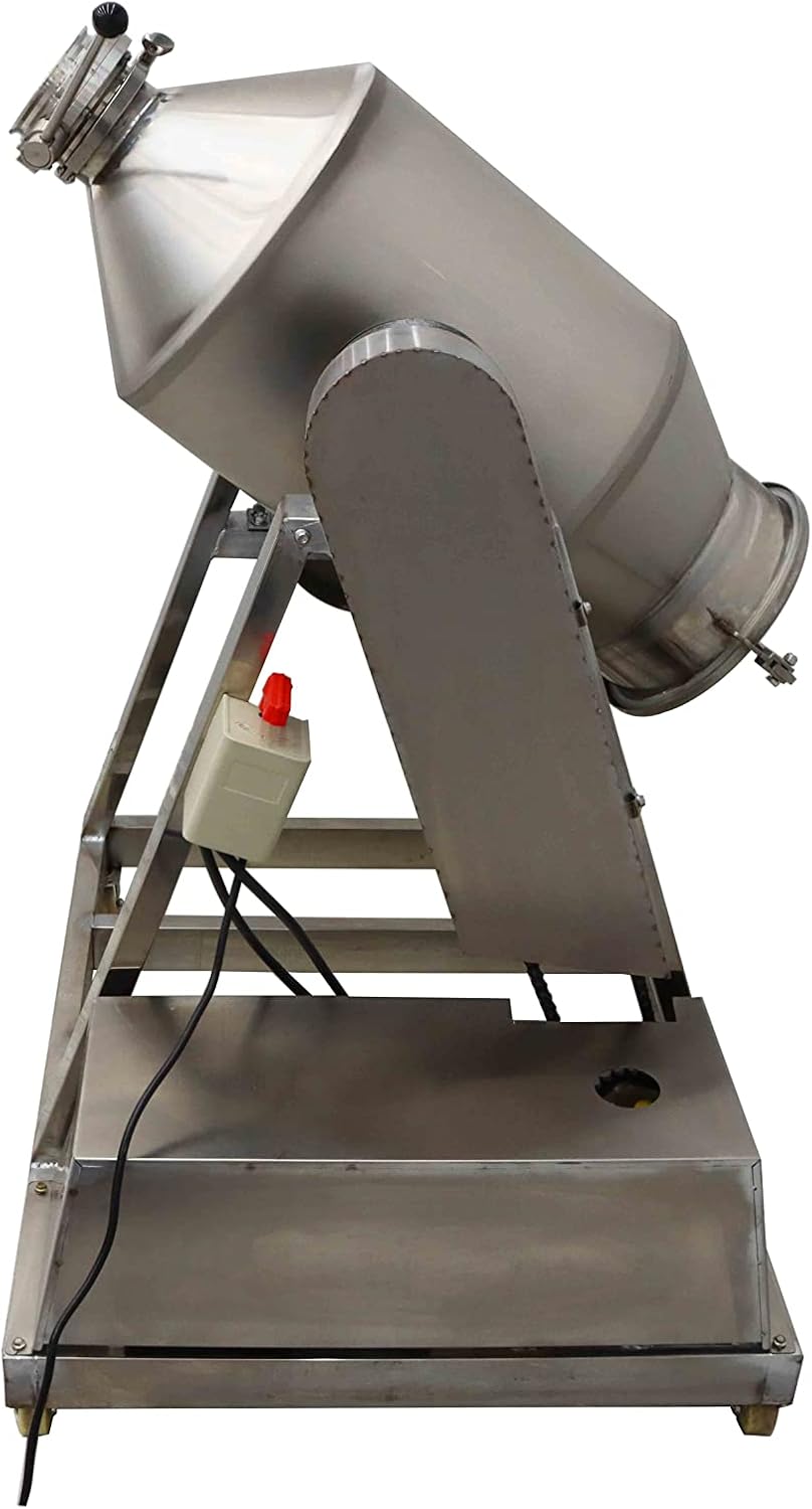 INTSUPERMAI Dry Powder Mixer Mixing Machine Stainless Steel Drum Blender Mixing Machine Particle Blender Powder Mixer Metal Metallurgy Powder Food Material Abrasive Blender 110V 100L