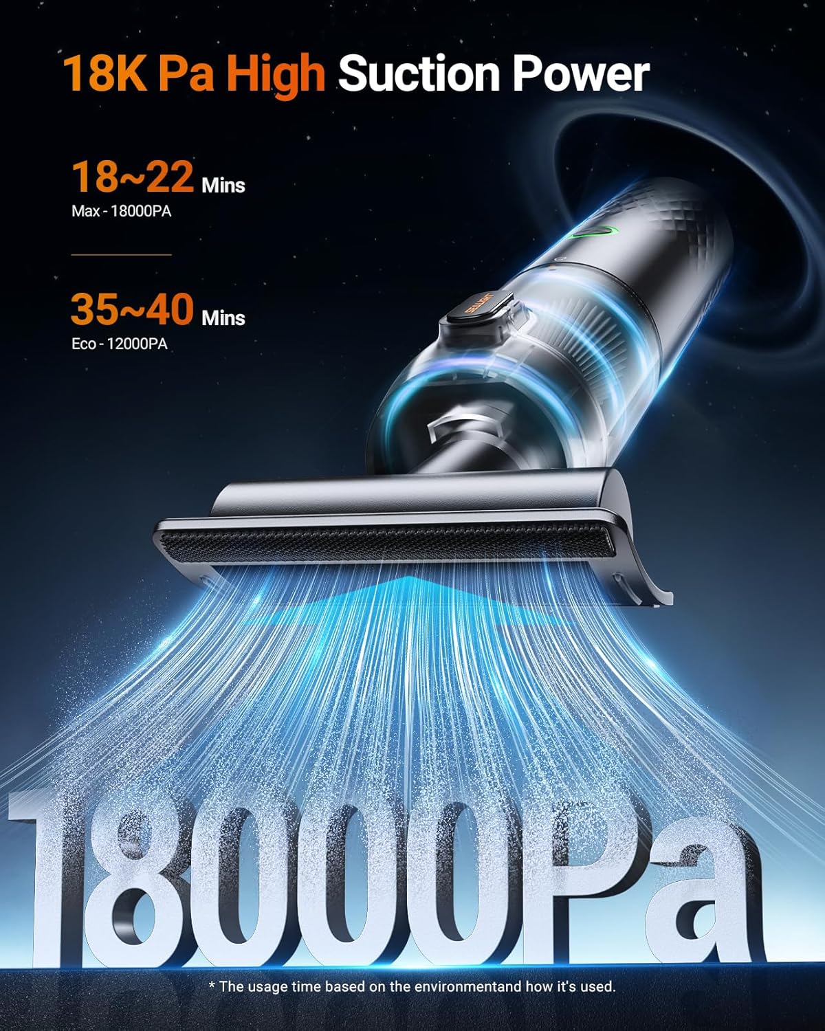 SEALIGHT Car Vacuum Portable Cordless, Handheld Cordless with High Power, Type-C Charging, 2 Suction Modes, Up to 40 Mins Runtime, Small Mini Vacuum for Car, Pet, Home