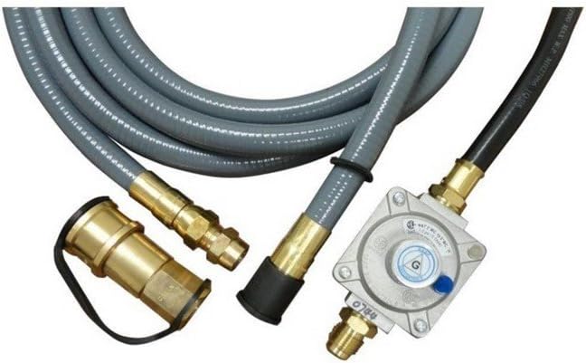 KitchenAid Natural Gas Hose and Regulator for Propane Gas Grill Conversion, 6 in. Hose, 10 FT Natural Gas Hose and Quick Connect, Grey, 710-0003