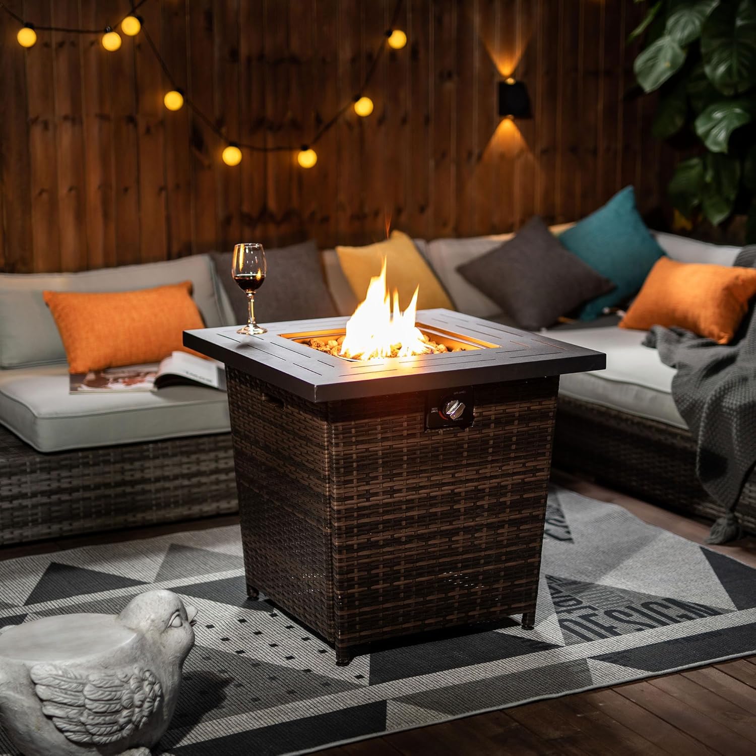 28 inch Willow Square fire Pit Table is a Must-Have Heating Tool for Winter, Combining Warmth and Quality