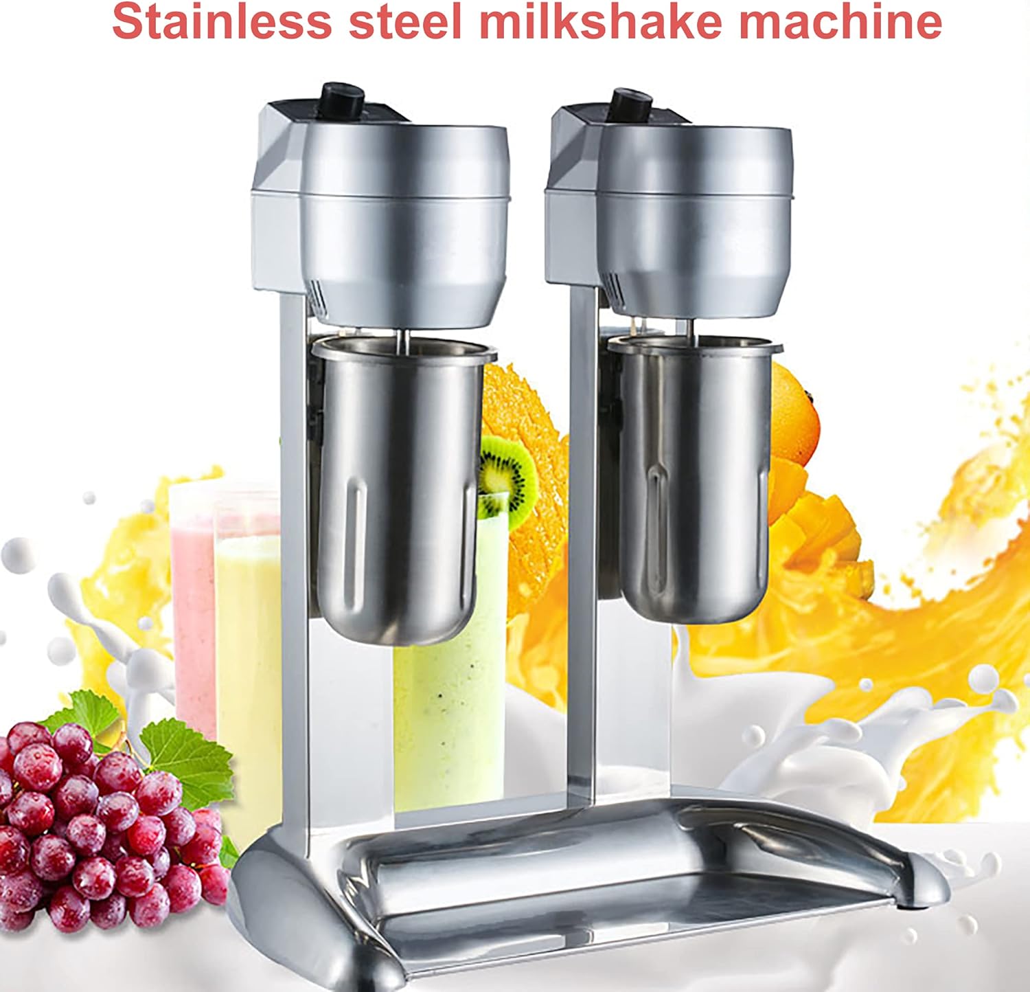 300W Commercial Milkshake Maker Machine, 1000Ml*2 Double Head Milkshake Mixer, 12000-18000 R/Min Food Blender Machine, Ce/Fcc