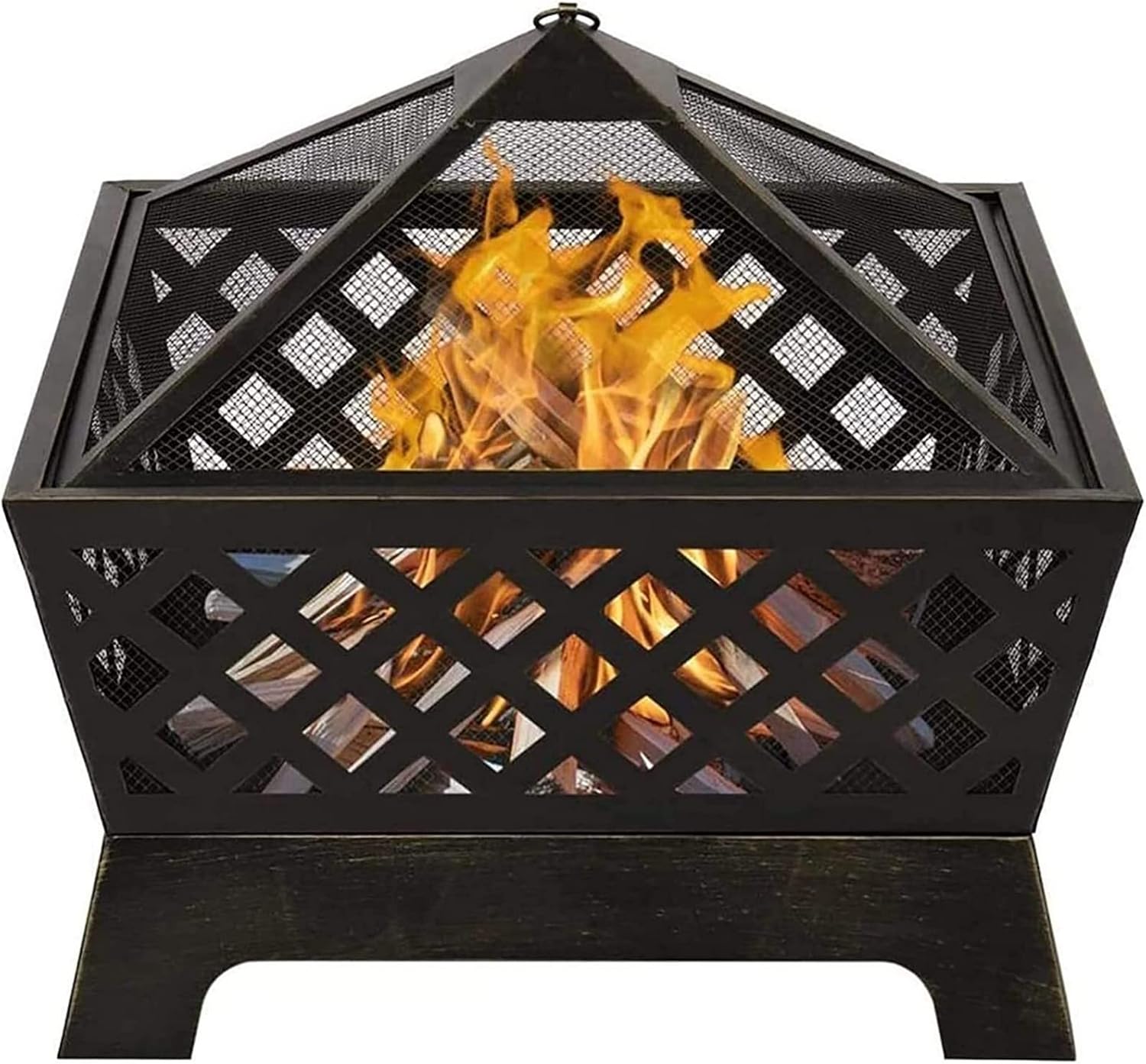 Garden Fire Pit Portable Grill Barbecue Rack Outdoor Fire Pit, Outdoor Mesh Brazier Garden Patio Heater,Wood Burning Fire Pit for Camping Picnic Bonfire Backyard for Camping Backyard