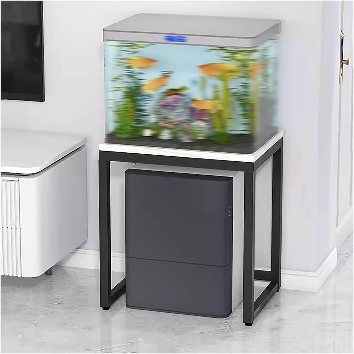 Generic Sweeping Robot Storage Rack, Floor-standing Living Room Fish Tank Rack Base Small Apartment Sofa Side Table Water Dispenser Square Table(Natural,19.7x15.7x20.9in)