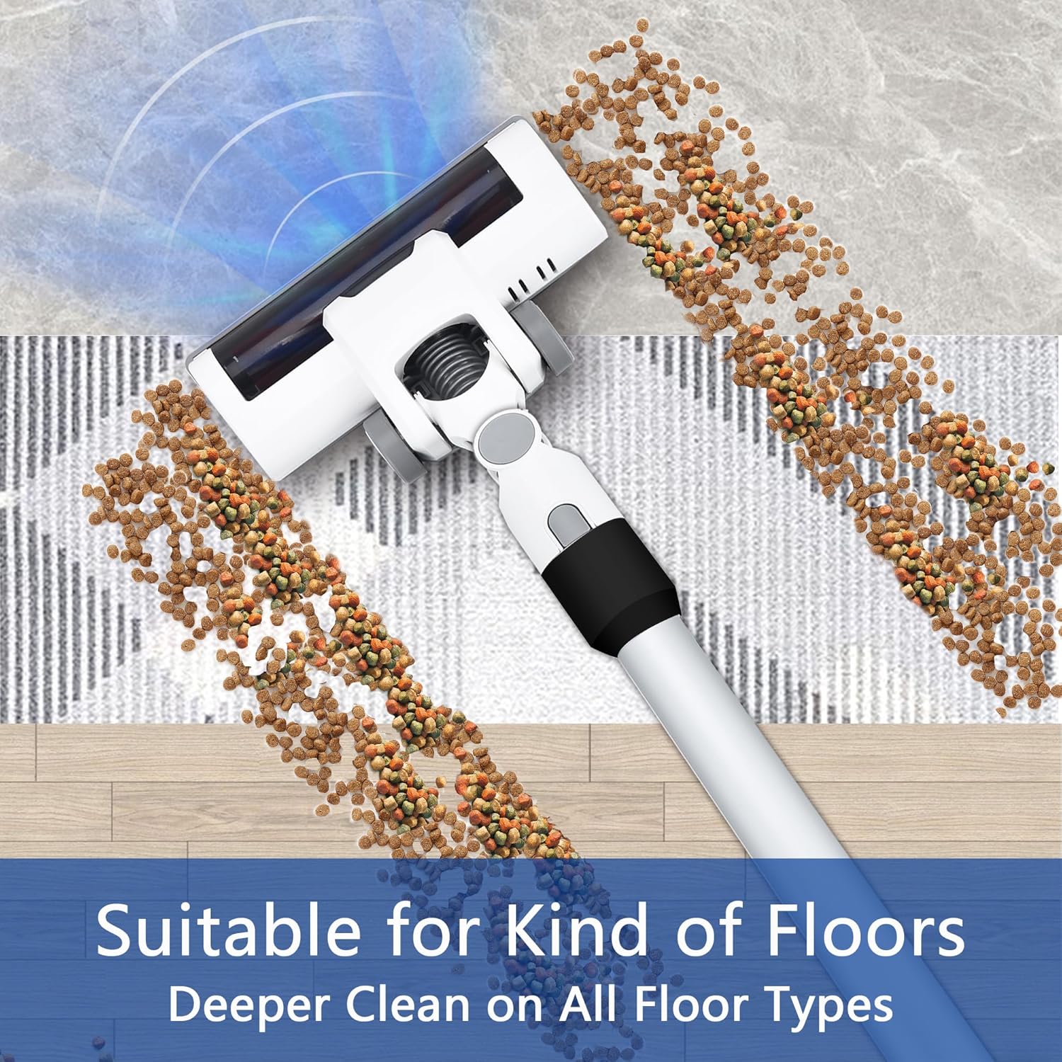 Cordless Vacuum Cleaner, Powerful Brushless Motor, 6-in-1 Lightweight Vacuum Cleaner, Wall Mount with LED Display and Motor Mop Light for Pet Hair/Hardwood Floors/Car（Lvory）