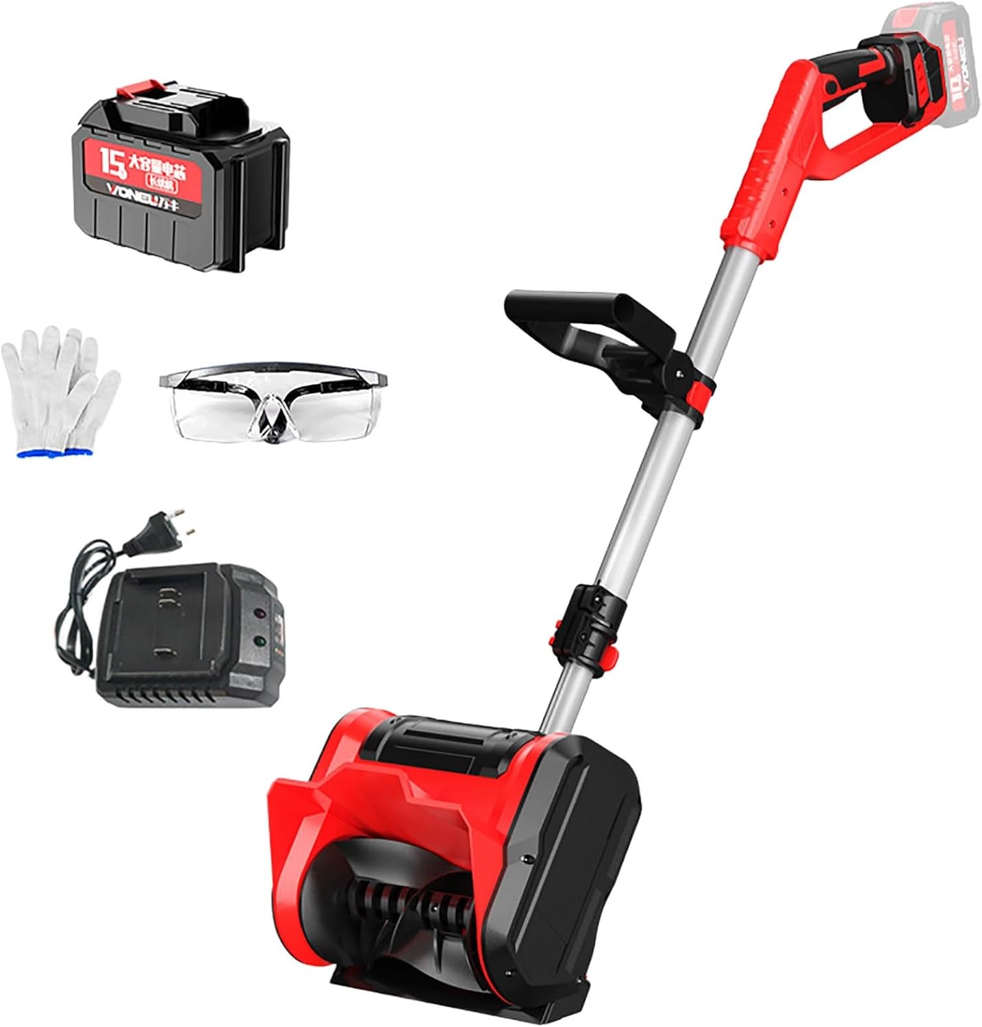 Portable Electric Snow Shovel, Foldable Snow Thrower with Adjustable Auxiliary Handle, Compact & Lightweight Snow Blower for Patio, Deck, Driveway(One Battery)